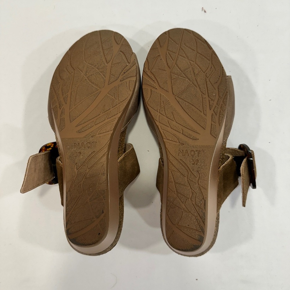 Naot Lalo Wedge Sandals Womens 39 Brown Leather Suede Buckle | Boho Minimalist - Picture 5 of 8